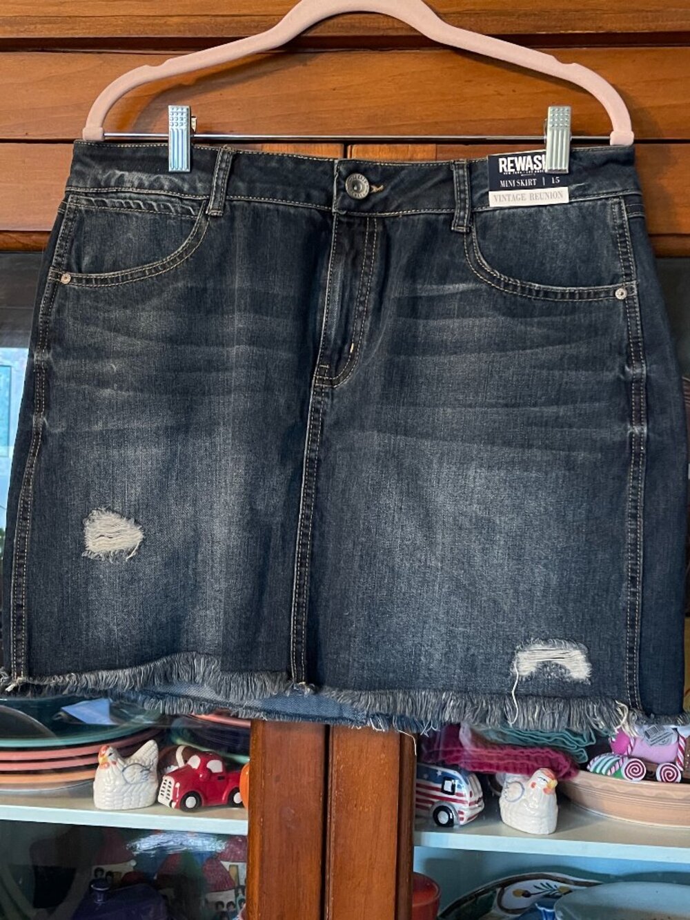 Brand New w/Tags REWASH Brand Vintage Reunion Denim Mini Skirt, Size 15